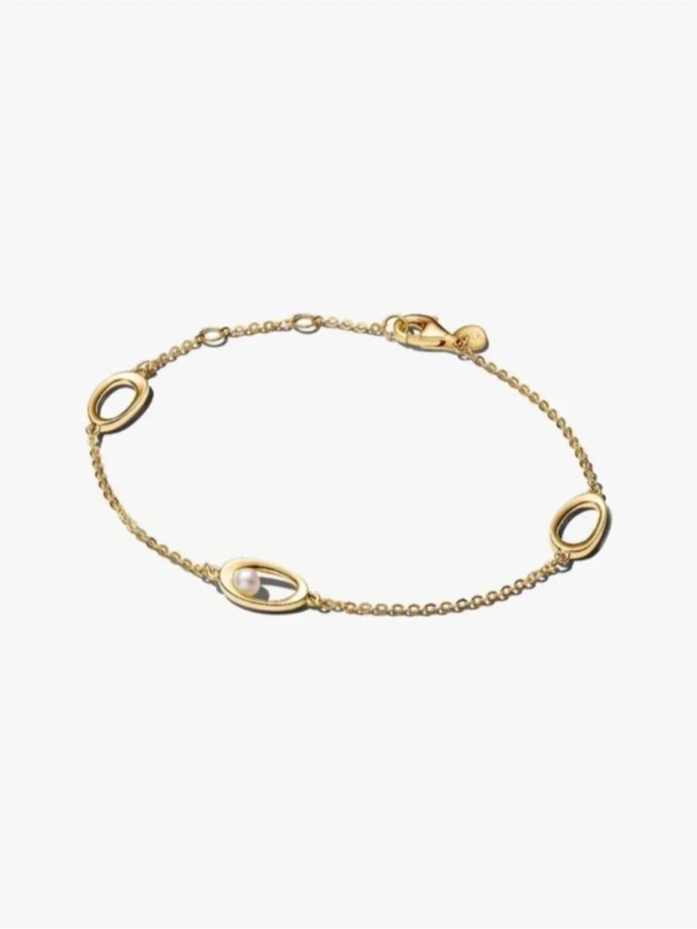 Pandora Gold Chain Bracelet with Pearl Accent